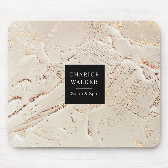 Tapis De Souris monogramme moderne or texturé (Devant)