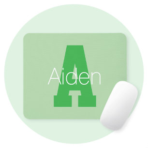 Tapis De Souris Monogramme moderne   Pale & Kelly Green