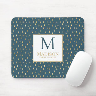 Tapis De Souris Monogramme Moderne Tendance Vert sarcelle Or Raind