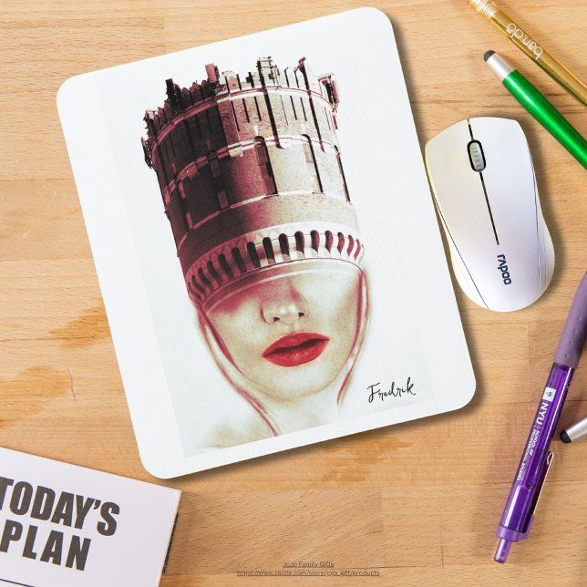 Tapis De Souris Monogramme moderne unique Imagination Collage d'oe (Créateur téléchargé)