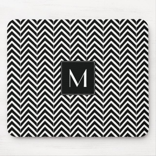 Tapis De Souris monogramme Motif Chevron Zig Zag (Devant)