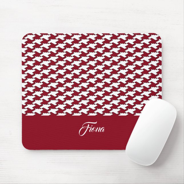 Tapis De Souris Monogramme motif de base rouge et blanc (Avec souris)