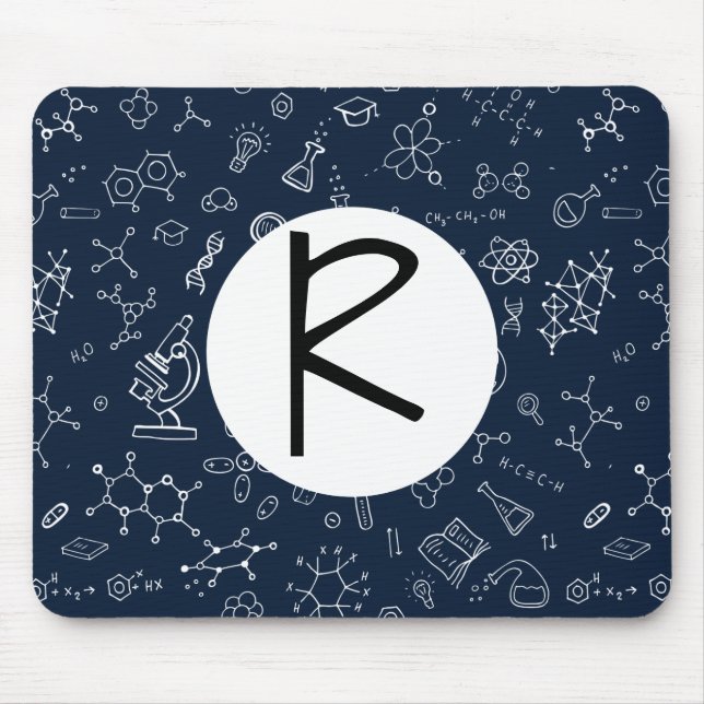 Tapis De Souris Monogramme Motif de doodle de science/chimie (Devant)