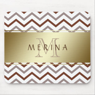 Tapis De Souris Monogramme Motif Gold Chevron Personnaliser
