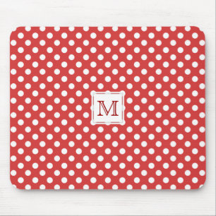 Tapis De Souris Monogramme : Mousepad à pois rouge et blanc