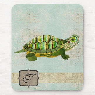 Tapis De Souris Monogramme Mousepad de tortue de jade