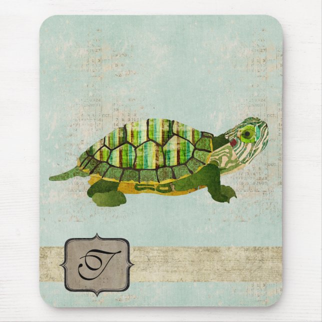Tapis De Souris Monogramme Mousepad de tortue de jade (Devant)
