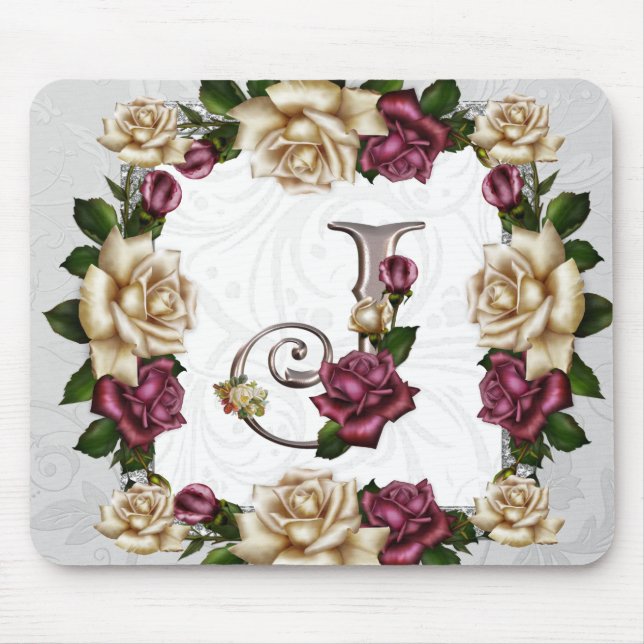 Tapis De Souris Monogramme Mousepad Rose J (Devant)