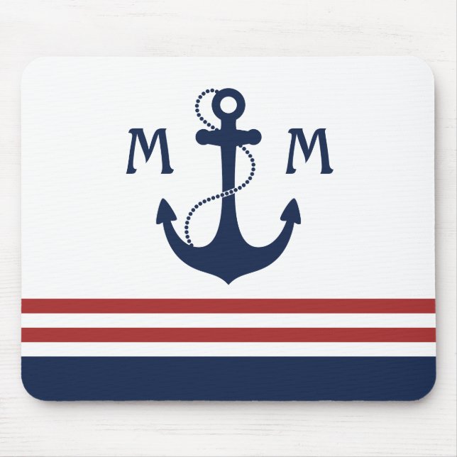 Tapis De Souris Monogramme nautique (Devant)