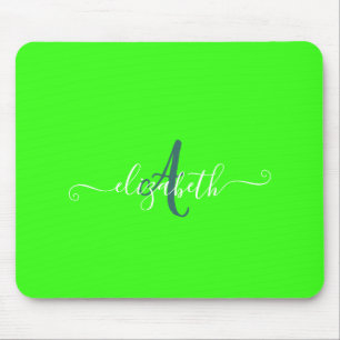 Tapis De Souris Monogramme Néon Fluorescent Vert