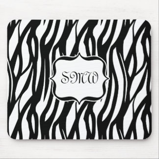 Tapis De Souris Monogramme noir/blanc de zèbre