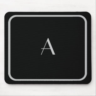 Tapis De Souris Monogramme noir et argent bon marché avec cadre