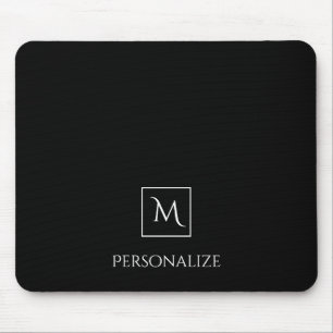 Tapis De Souris Monogramme noir et blanc professionnel de nom