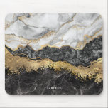 Tapis De Souris Monogramme noir et Marbre blanc d'huile d'or<br><div class="desc">Boutepie-souris personnalisable avec marbre gris et noir avec faux feuille d'or et accents de parties scintillant. Personnalisez-vous en ajoutant un nom,  un monogramme ou une courte phrase. Cette panoplie en marbre sera parfaite comme cadeau personnalisé.</div>