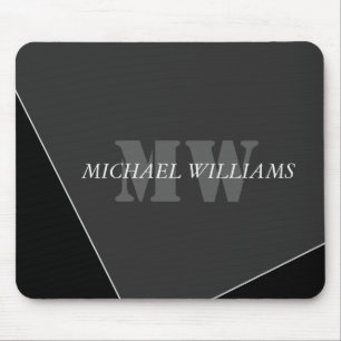 Tapis De Souris Monogramme noir gris artistique moderne