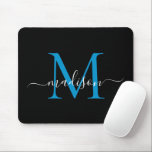 Tapis De Souris Monogramme noir moderne Élégant Script Girly<br><div class="desc">Monogramme bleu clair de l'océan Noir Élégant Script de souris Pad</div>