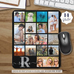 Tapis De Souris Monogramme Nom 14 Photo Collage Couleur personnali<br><div class="desc">Créez un pavé photo collage avec 14 images et personnalisées avec un monogramme et un nom dans le choix des couleurs arrière - plans, des styles et des couleurs de police. L'échantillon suggère un arrière - plan noir avec un monogramme classique en gris argenté et un nom de script manuscrit...</div>