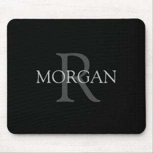 Tapis De Souris Monogramme & nom DIY, Classique noir avec texte gr
