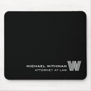 Tapis De Souris Monogramme, nom et profession sur ligne noire pers