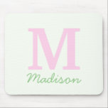 Tapis De Souris Monogramme Nom personnalisé initial Pink Green<br><div class="desc">Ceci est un Monogramme Initial Custom Name Pink Green Mouse Pad!</div>