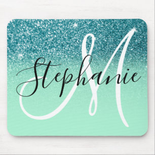 Tapis De Souris Monogramme Ombre Sparkle de Parties scintillant ve
