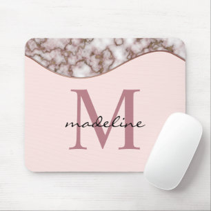 Tapis De Souris Monogramme or Rose brut moderne Mousepad