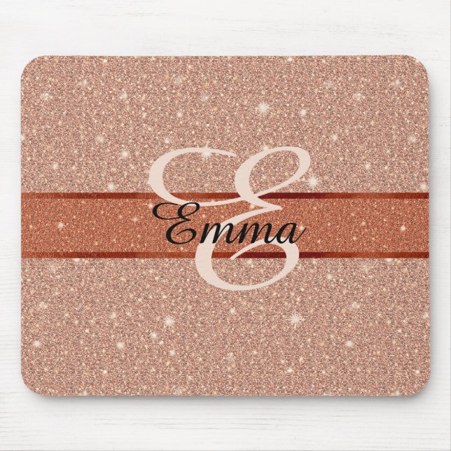 Tapis De Souris Monogramme or Rose fille (Devant)