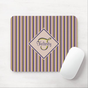 Tapis De Souris Monogramme or, violet, violet et roses
