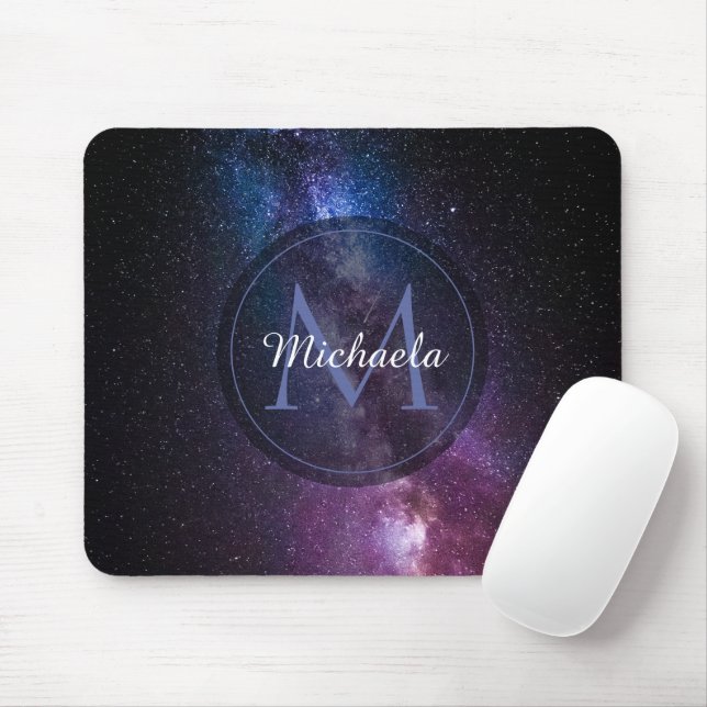 Tapis De Souris Monogramme personnalisable à voie lactée (Avec souris)