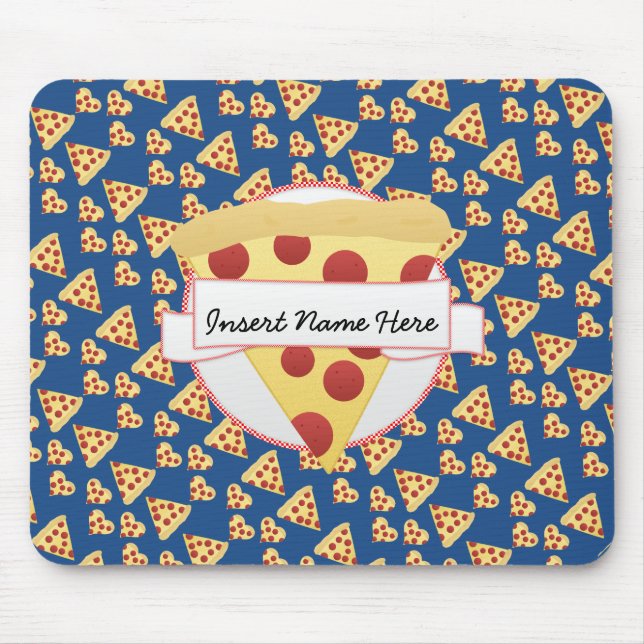 Tapis De Souris Monogramme personnalisable d'amant de pizza (Devant)