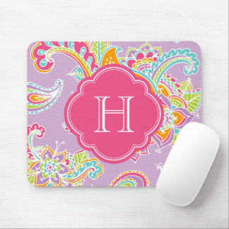 Tapis De Souris Monogramme personnalisé au henné de Paisley de Boh