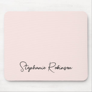 Tapis De Souris Monogramme Personnalisé de Style Script Rose Fardé