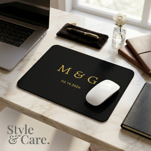 Tapis De Souris Monogramme personnalisé et date personnalisés élég