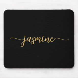 Tapis De Souris Monogramme personnalisé Girls Simple Black Gold