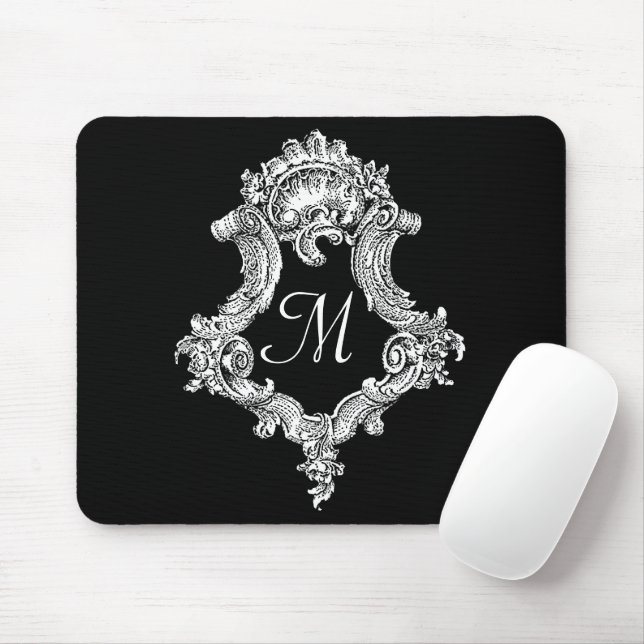 Tapis De Souris Monogramme personnalisé initial (Avec souris)