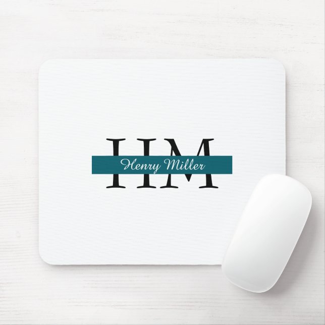 Tapis De Souris Monogramme personnalisé Mousepad | Initiales perso (Avec souris)