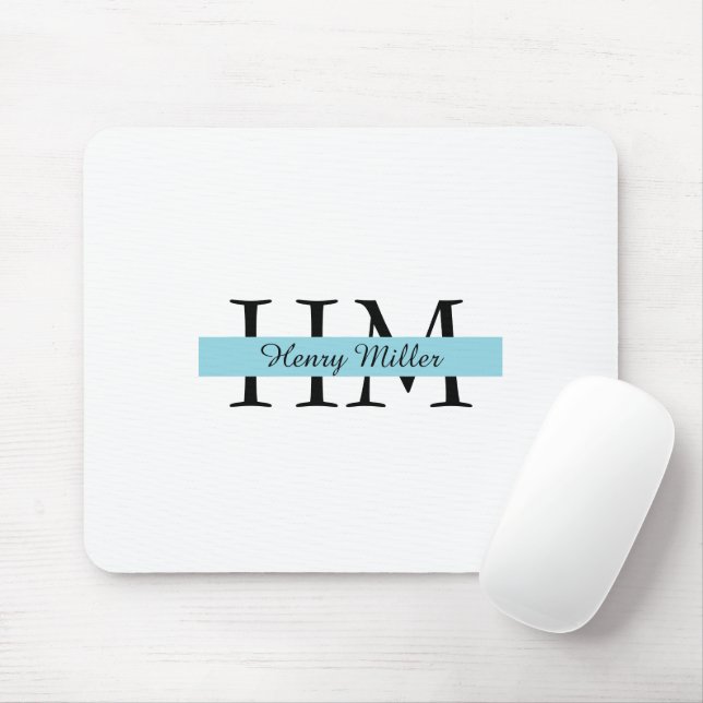 Tapis De Souris Monogramme personnalisé Mousepad | Initiales perso (Avec souris)