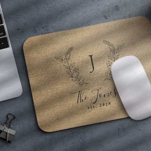 Tapis De Souris monogramme personnalisé nom élégant chic