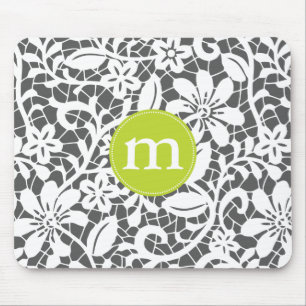 Tapis De Souris Monogramme personnalisé par dentelle élégante d