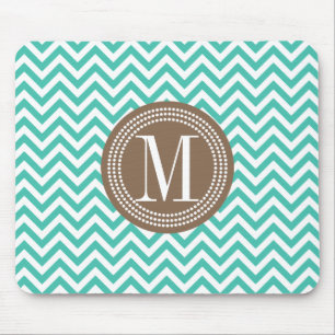Tapis De Souris Monogramme personnalisé par zigzag de Chevron de