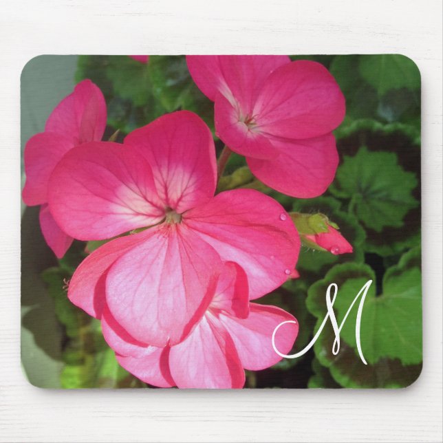 Tapis De Souris Monogramme photo rose (Devant)