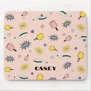 Tapis De Souris Monogramme Pickleball Ajouter Votre Nom Fun Coloré
