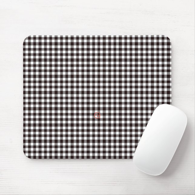 Tapis De Souris   Monogramme Plaid Chic Rustique (Avec souris)