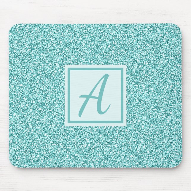 Tapis De Souris Monogramme Première Fille Bleu Étincelle (Devant)