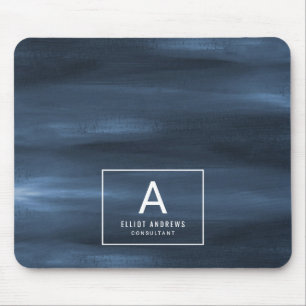 Tapis De Souris Monogramme profond de l'aquarelle   de port de lac