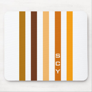Tapis De Souris Monogramme rayures verticales orange marron clair