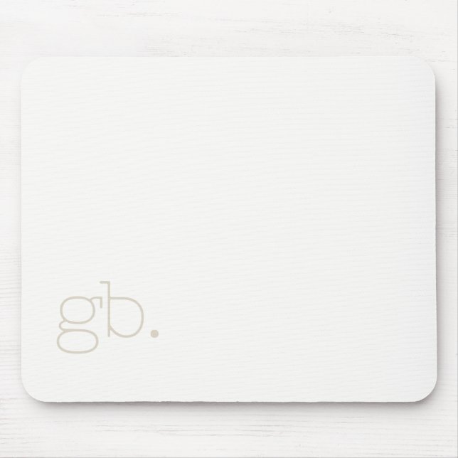 Tapis De Souris Monogramme Rétro Minimal Blanc Ivoire (Devant)