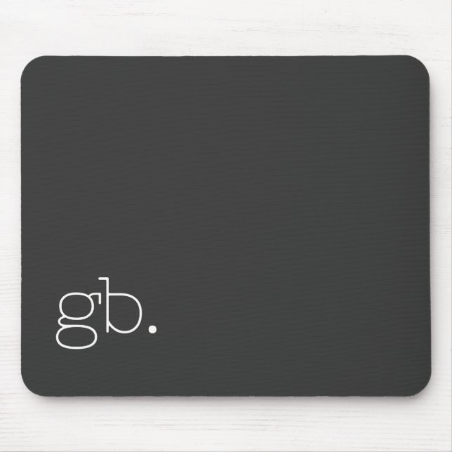 Tapis De Souris Monogramme Rétro Minimal Noir (Devant)