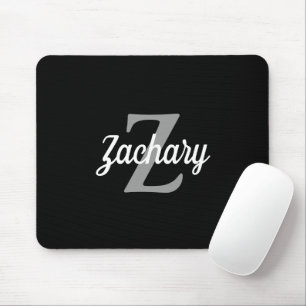 Tapis De Souris Monogramme Rétro Personnalisé Noir Blanc Gris