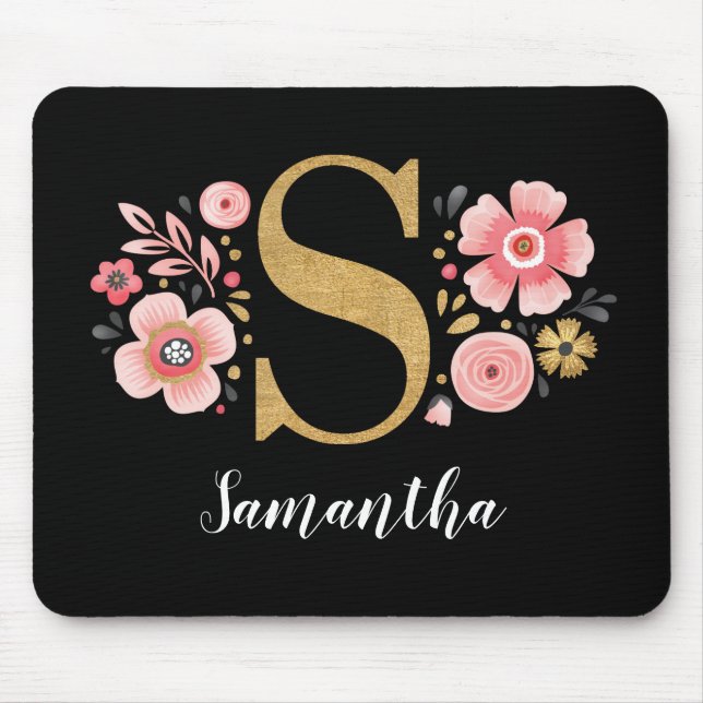 Tapis De Souris Monogramme rose (Devant)